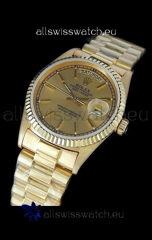 Rolex Replica Day Date Japanese Mens Gold Watch