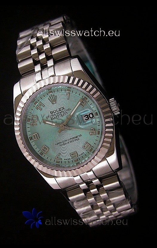 Rolex Datejust Mens Swiss Replica Watch in Light Blue Dial