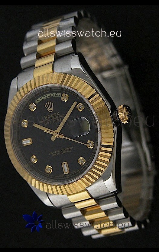 Rolex Datejust Japanese Replica Two Tone Yellow Gold Watch 