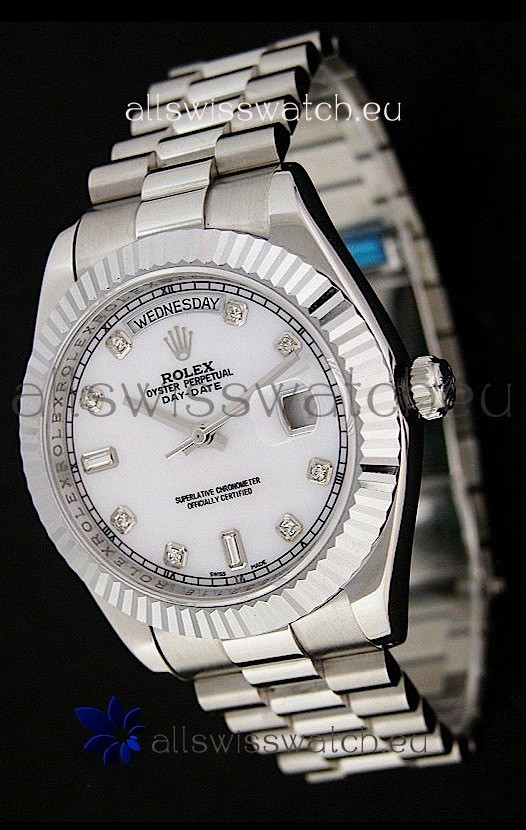 Rolex Oyster Perpetual Day Date Japanese Replica Watch in White Mother of Pearl Dial