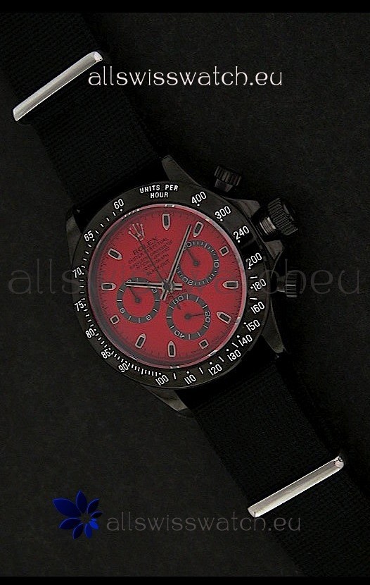 Rolex Daytona Oyster Perpetual Swiss Replica PVD Watch in Red Dial
