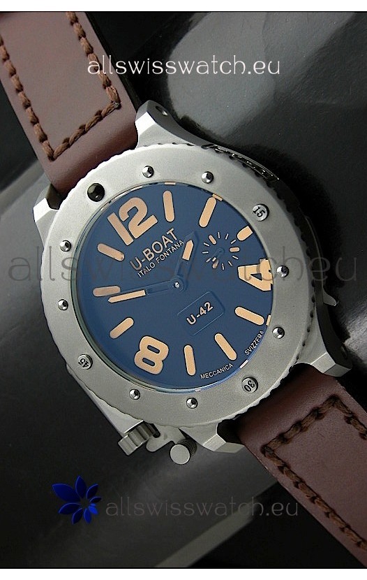 U Boat U-42 Diver Titanium Swiss Watch in Orange Markers