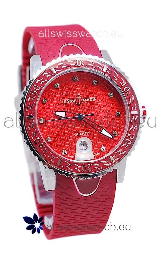 Ulysse Nardin Lady Diver Starry Night Replica Watch in Red Dial