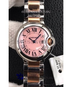 Ballon De Cartier Swiss Quartz 1:1 Mirror Quality 28MM in Two Tone Rose Gold Strap