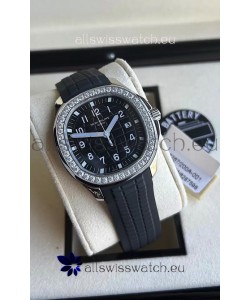 Patek Philippe Aquanaut 5267 Swiss Replica Black Dial in Stainless Steel Diamonds Bezel 38.5MM