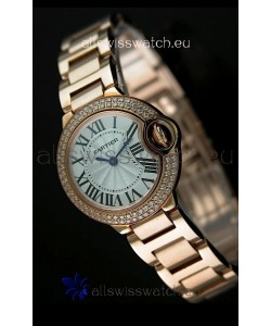Ballon De Cartier Ladies Replica Watch in Pink Gold 