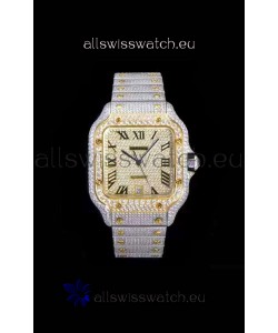 Santos De Cartier Swiss Replica Watch with Diamonds Embedded Dial in Two Tone Casing 40MM