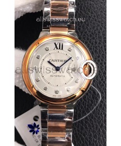 Ballon De Cartier Swiss Quartz 1:1 Mirror Quality 28MM in Two Tone Rose Gold Casing