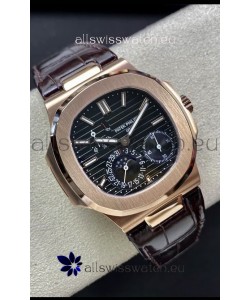 Patek Philippe Nautilus 5712/R 1:1 Quality Swiss Replica Watch in Brown Dial Leather Strap