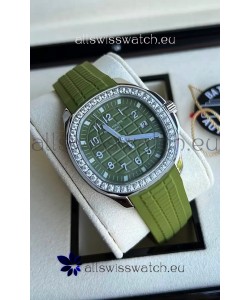Patek Philippe Aquanaut 5267 Swiss Replica Green Dial in Stainless Steel Diamonds Bezel 38.5MM