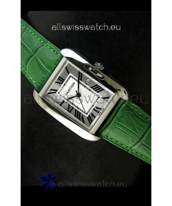 Cartier Tank Ladies Replica Watch in Steel Case/Green Strap