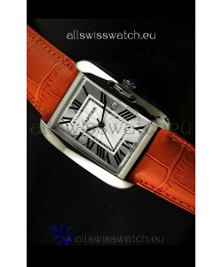 Cartier Tank Ladies Replica Watch in Steel Case/Orange Strap