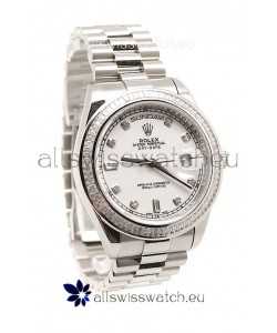 Rolex Day Date Silver Japanese Mens Watch