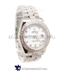 Rolex Day Date Silver Japanese Mens Watch