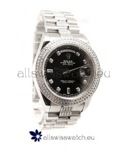 Rolex Day Date Silver Japanese Mens Watch