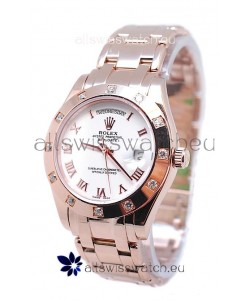 Rolex Day Date Rose Gold Japanese Replica Watch in Diamond Bezel