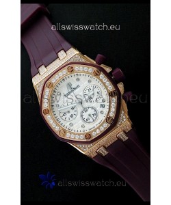 Audemars Piguet Royal Oak Ladies Alinghi Limited Edition Japanese Gold Watch in White Dial