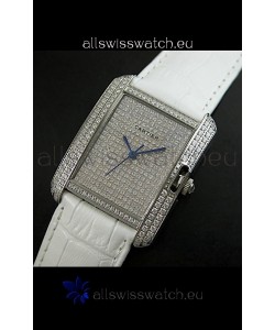 Cartier Tank Anglaise Ladies Replica Watch in Steel/White Strap
