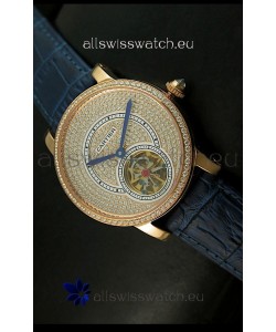 Ronde De Cartier Tourbillon Replica Watch Pink Gold Case - Purple Strap