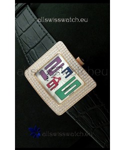 Franck Muller Geneve Infinity Japanese Gold Watch in Multi Color Numeral Markers